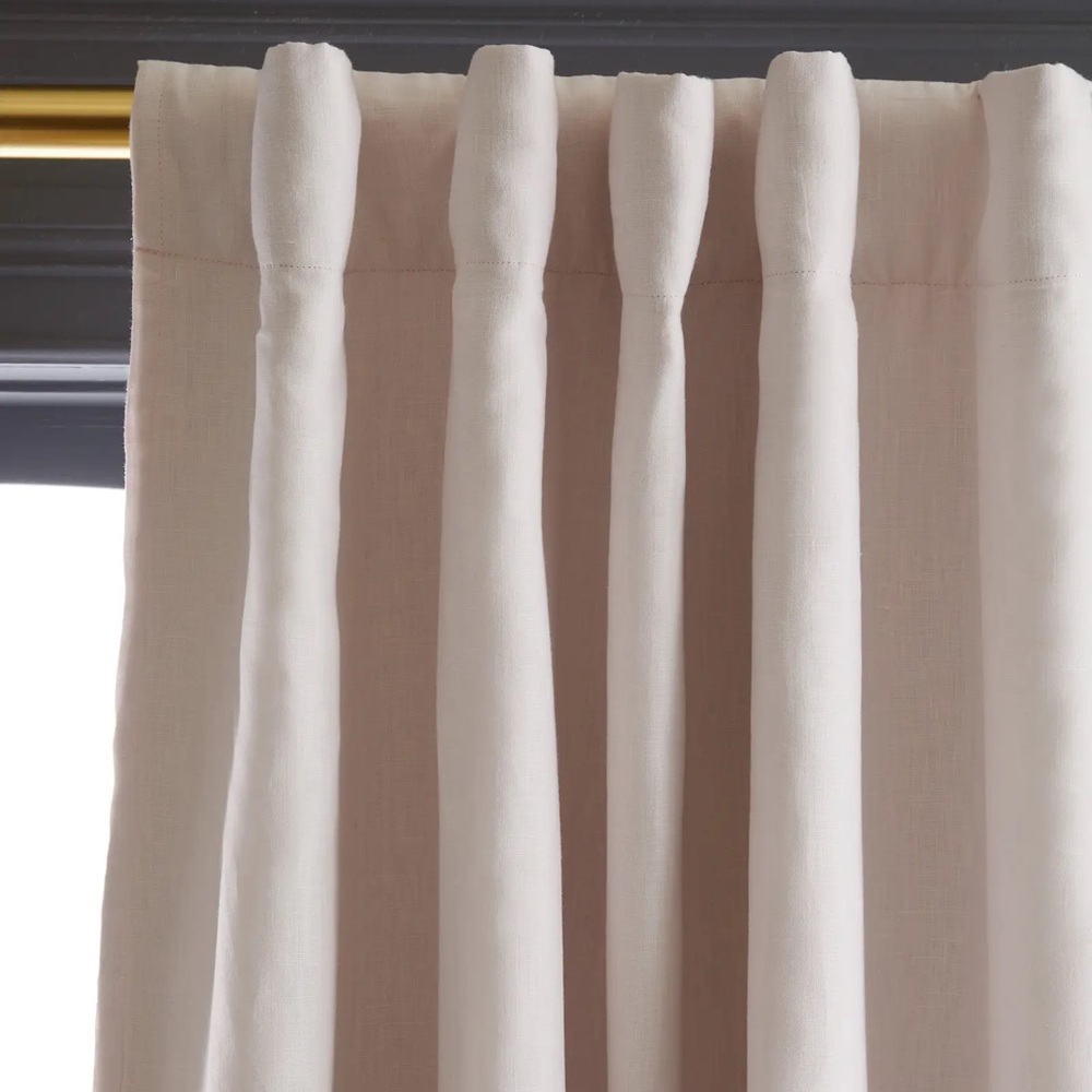 NWT QUINCE Set 2 48x96 European Linen Room Darkening Curtains Vintage Blush 6216 - Picture 3 of 10